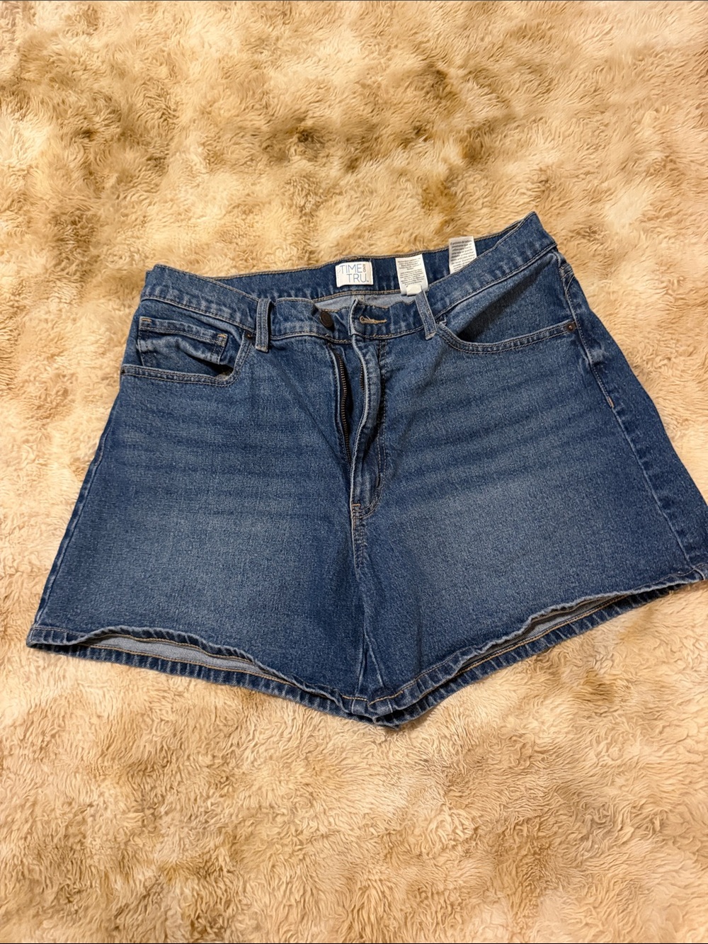 Time and Tru Dark Blue High-Rise Denim Shorts